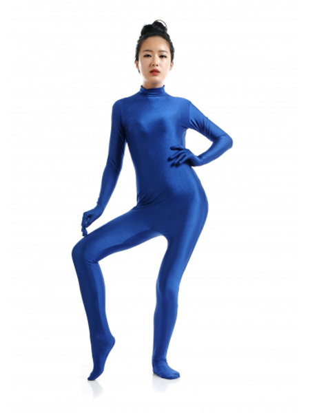 Dark Blue Female Spandex Catsuit Back Zipper Zentai Suit - Click Image to Close
