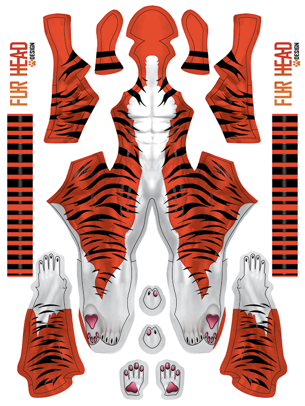 Tiger Pattern Printing Spandex Fursuit No Mask Petsuit
