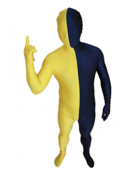Yellow and Navy Blue Tight Lycra Spandex Zentai Suits - Click Image to Close