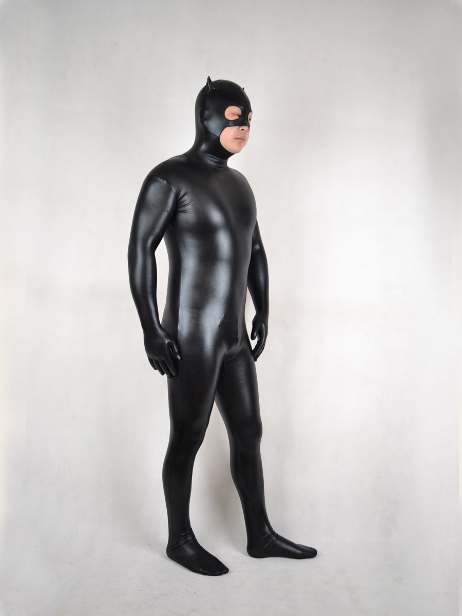 Black Fullbody Shiny Metallic Zentai Costume