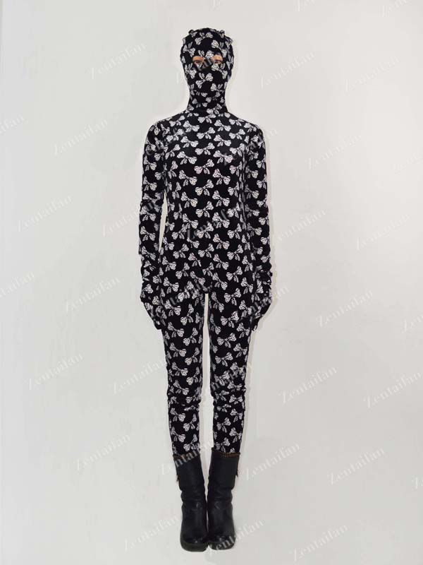 Black & White Bowknots Printed Velour/Pleuche Costume