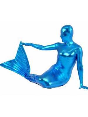 Blue Shiny Metallic Unisex Mermaid Zentai Catsuit