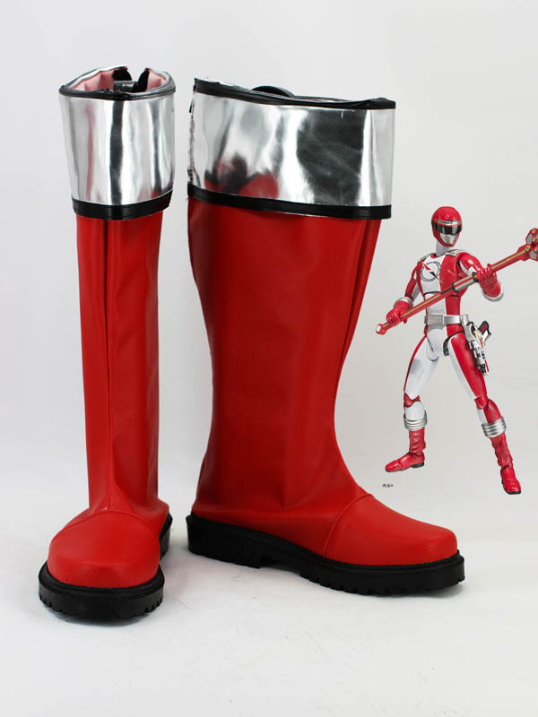 Bouken Red Boukenger Power Ranger Superhero Boots - Click Image to Close