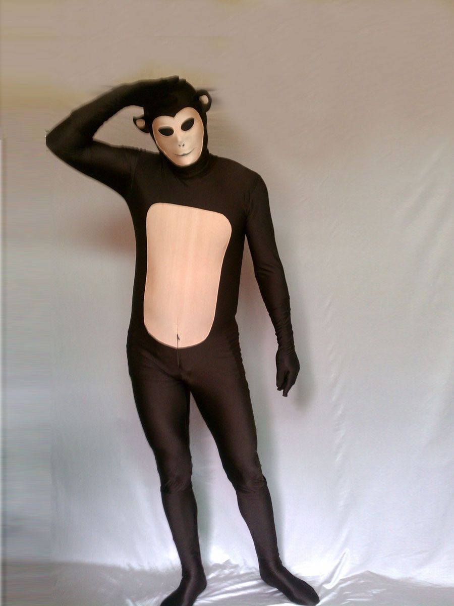 Brown & Flesh Monkey Lycra Spandex Fullbody Zentai Suit