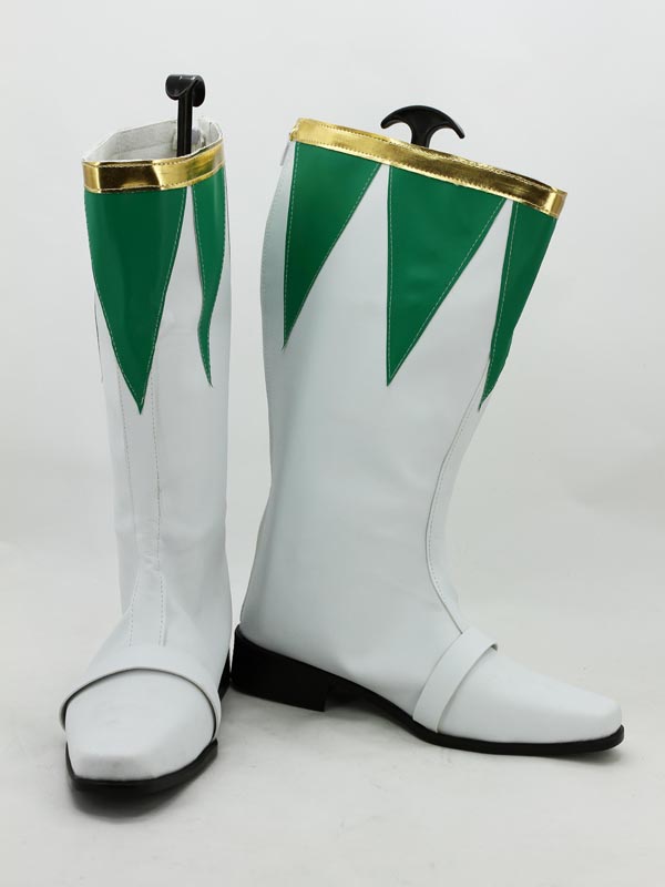 Green & White Dragon Ranger Zyuranger Superhero Boots - Click Image to Close