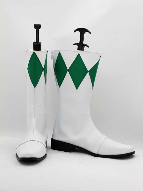 Green & White Zyuranger Dragon Power Ranger Superhero Boots