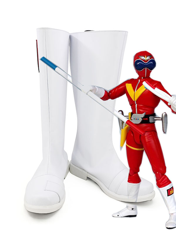 Himitsu Sentai Gorenger White Power Ranger Cosplay Boots