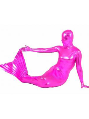 Hot Pink Shiny Metallic Unisex Mermaid Zentai Suit