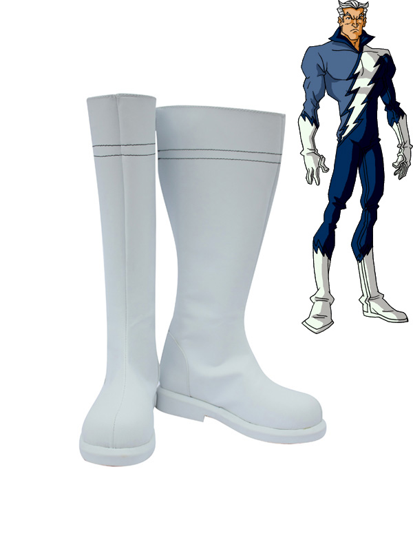 Marvel Avengers Quicksilver White Long Cosplay Boots - Click Image to Close