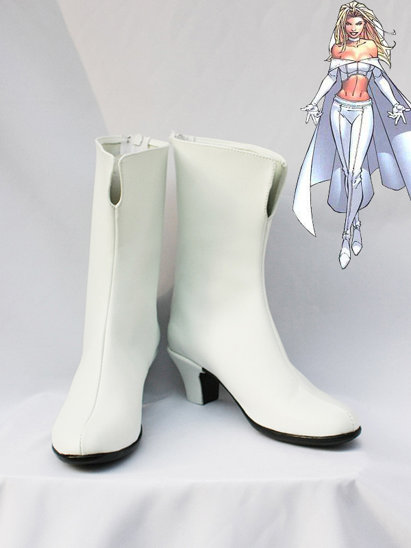 Marvel X-Men Emma Frost White Short Cosplay Boots