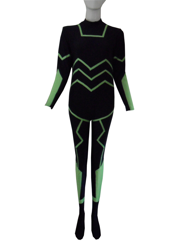 Navy Blue and Light Green Multicolor Spandex Zenta Costume