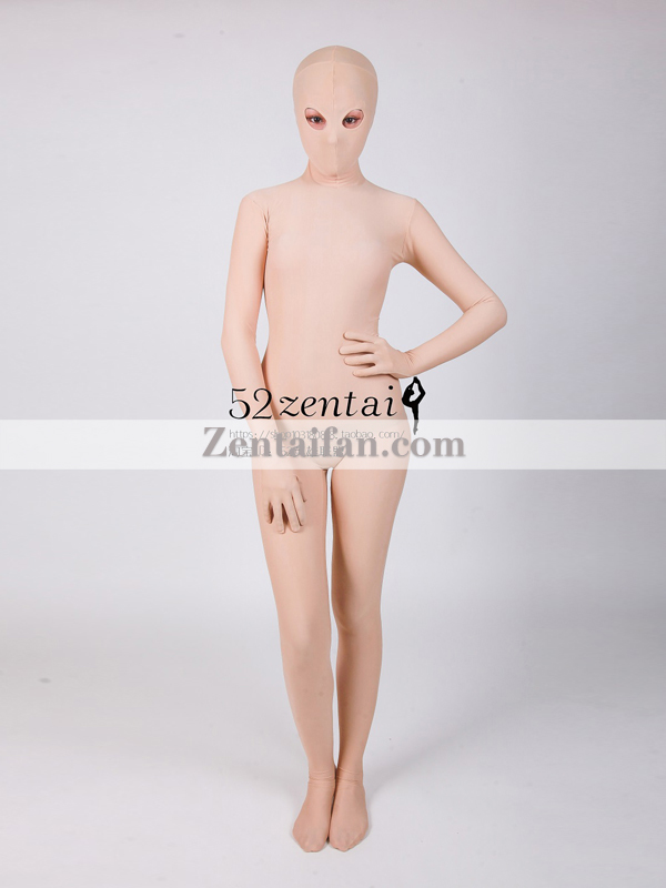Open Eyes Flesh-color upgraded Spandex Full body Zentai suit - Click Image to Close