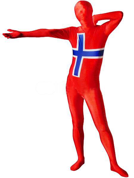 Pattern Of Norwegian Flag Unisex Lycra Zentai Suit - Click Image to Close