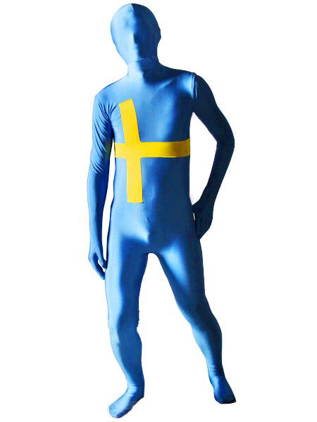 Pattern Of Sweden Flag Unisex Lycra Zentai Suit - Click Image to Close