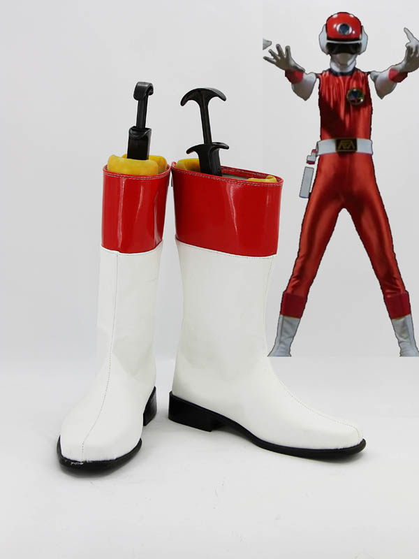 Red Flash Flashman Power Ranger Superhero Boots - Click Image to Close