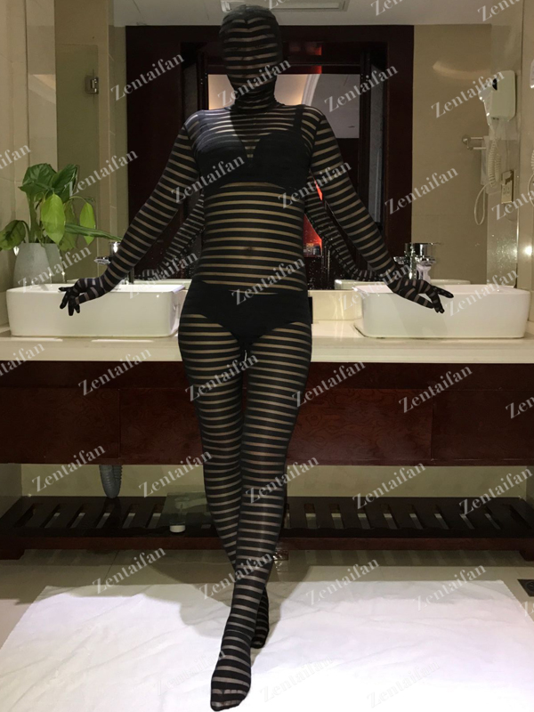 Sexy Fullbody Semi-Transparent Black Spandex Suit