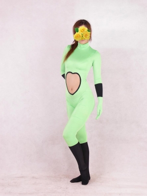 Sexy Green and Black Hollowed Lycra Spandex Zentai Suit