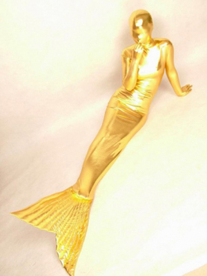 Shiny Metallic Golden Mermaid Fullbody Zentai Suit