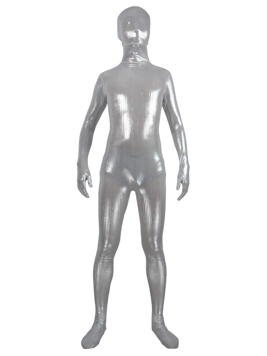 Shiny Silver Fullbody New Fabric Zentai Suit
