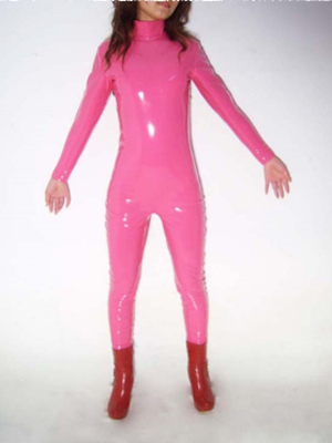 Unicolor Pink Unisex Shiny Metallic CatSuit
