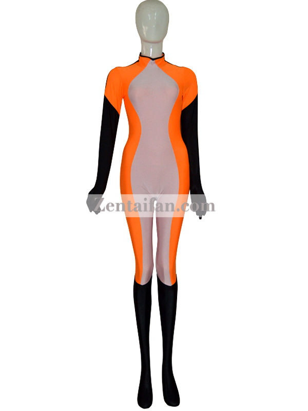 White Orange Custom Catsuit With Eye Patch - Click Image to Close
