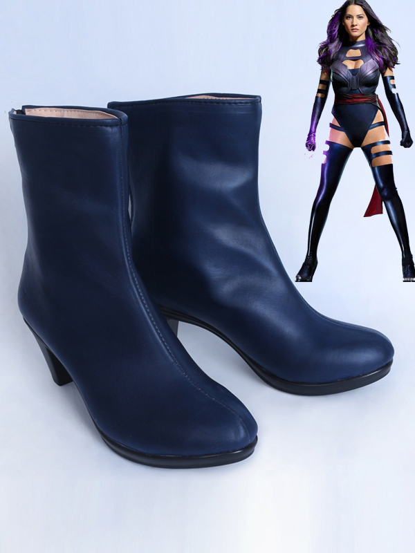 X-Men: Apocalypse Psylocke Girls Navy Blue Cosplay Boots - Click Image to Close