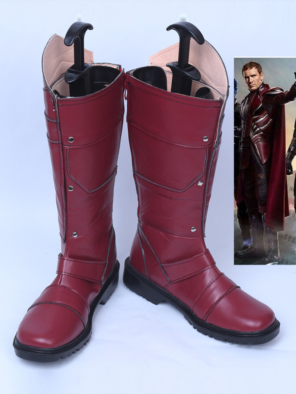 X-Men: Days of Future Past Magneto Dark Red Cosplay Superhero Boots - Click Image to Close