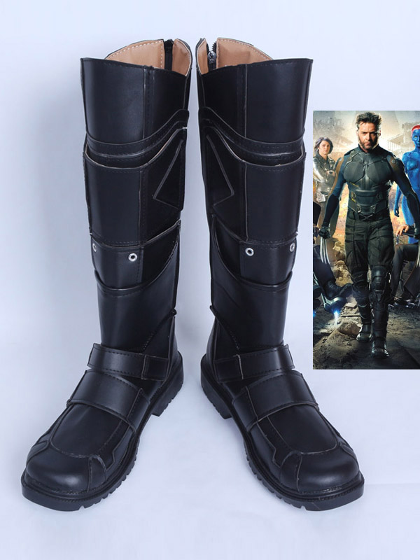 X-Men: Days of Future Past Wolverine Black Mens Superhero Cosplay Boots - Click Image to Close