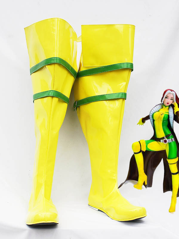 Yellow & Green X-men Rogue Cosplay Boots - Click Image to Close