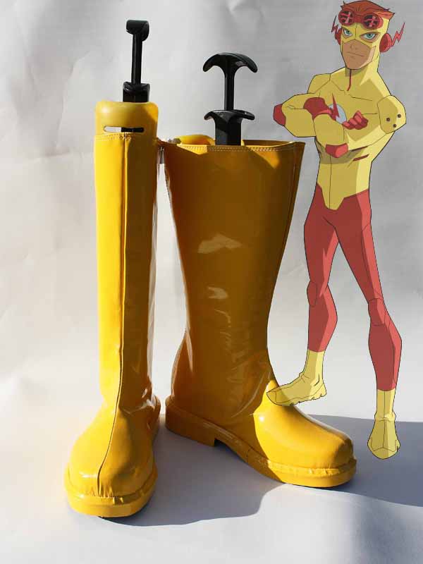 Yellow Kid Flash Cospaly Boots - Click Image to Close