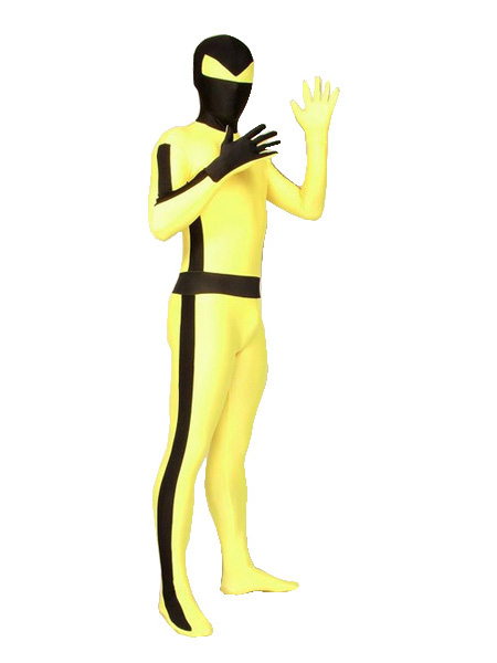 Yellow and Black Lycra Spandex Superhero Costume - Click Image to Close
