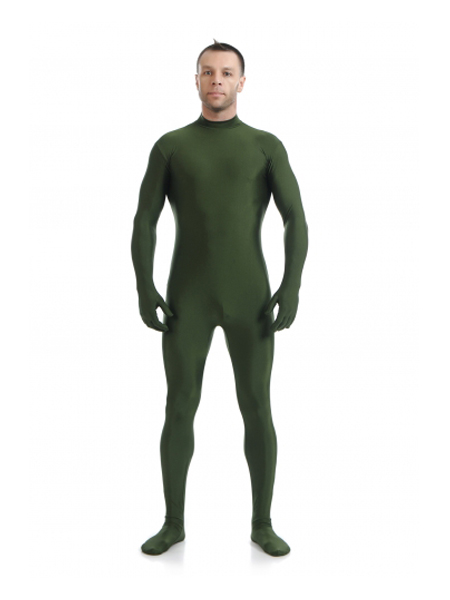 Army Green Back Zipper Spandex Zentai Suits