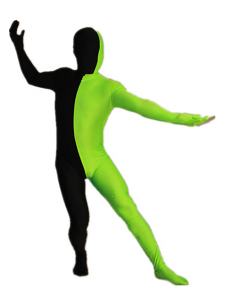 Black and Green Tight Spandex Zentai Suits