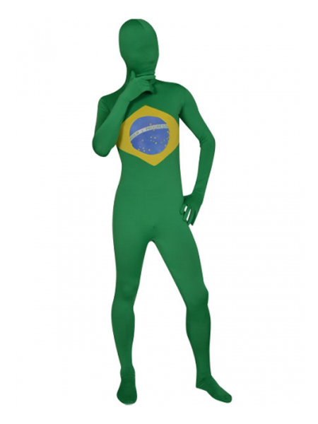 Brazil Flag Lycra Spandex Full Body Zentai Suit