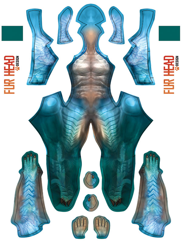 Cyan Shark Pattern Printing Spandex Suit No Mask