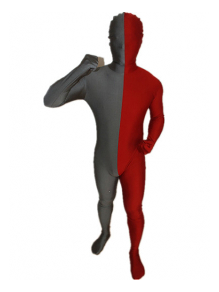 Gray and Red Tight Lycra Spandex Zentai Suits