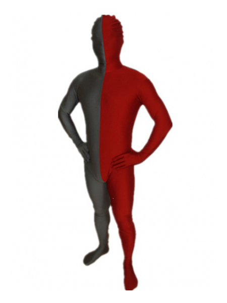 Gray and Red Tight Lycra Spandex Zentai Suits