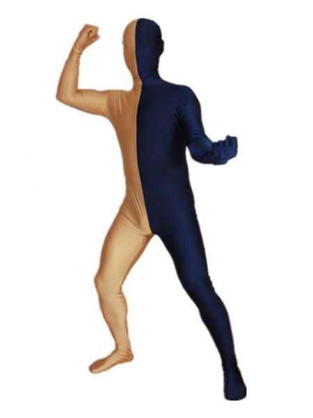 Navy Blue and Flesh Tight Lycra Spandex Zentai Suits