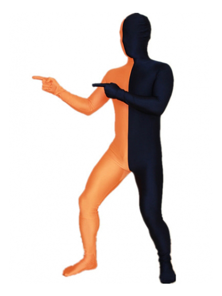 Navy Blue and Orange Tight Lycra Spandex Zentai Suits