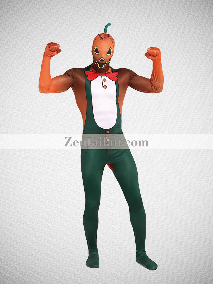 Newest Pumpkin Costume Scary Halloween Zentai Suit