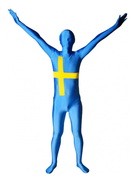 Sweden Flag Lycra Spandex Full Body Zentai Suit