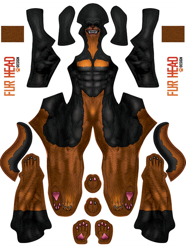 Toon Doberman Pattern Printing Spandex Fursuit