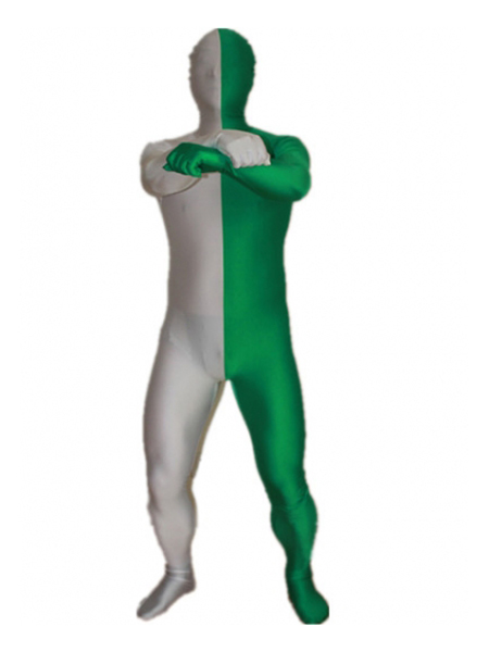 White and Green Tight Lycra Spandex Zentai Suits