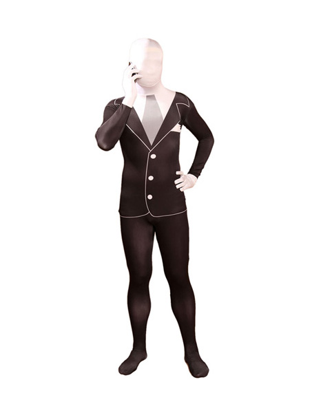 New 3-Button Suit Black Zentai Fullbody Suit