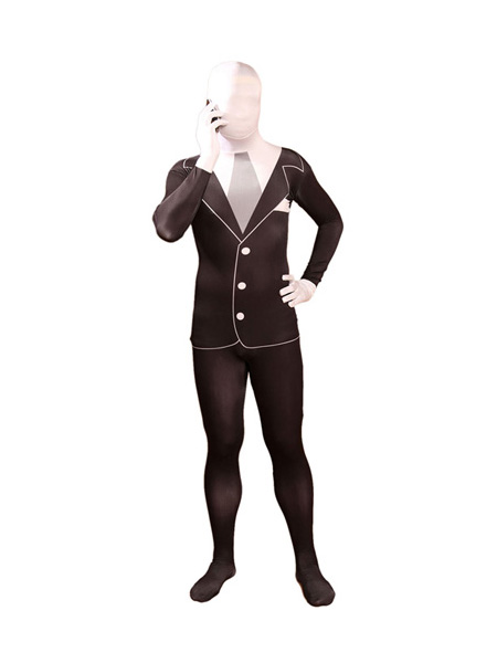 New 3-Button Suit Black Zentai Fullbody Suit - Click Image to Close