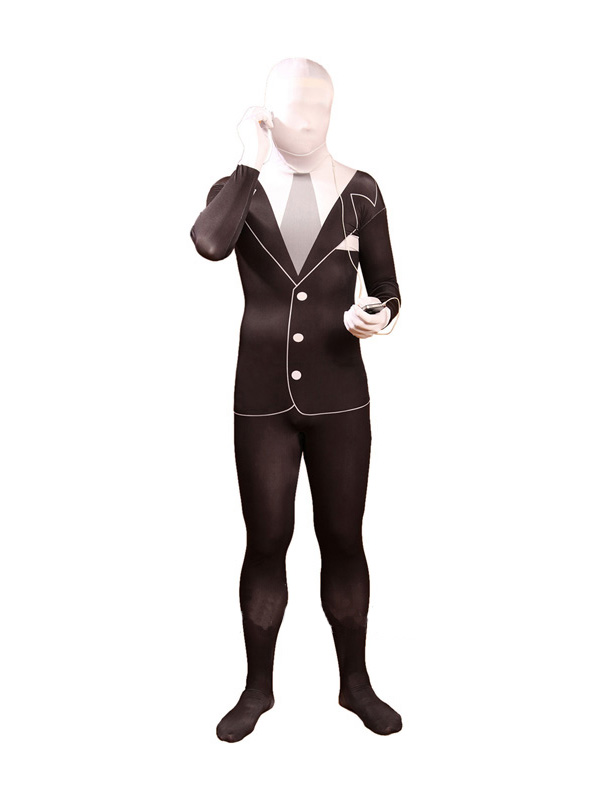 New 3-Button Suit Black Zentai Fullbody Suit