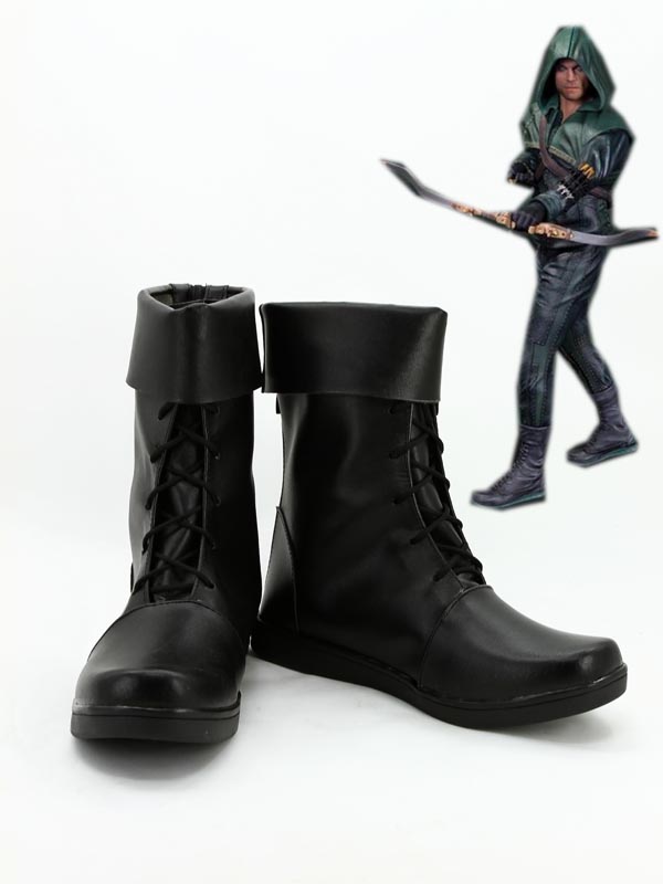 Black Green Arrow Superhero Boots