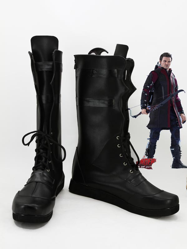 Black Marvel Comics The Avengers Hawkeye Superhero Cosplay Boots