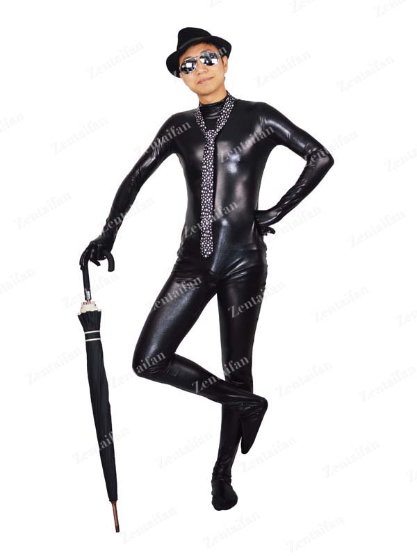 Black Metallic Zentai Suit No Head