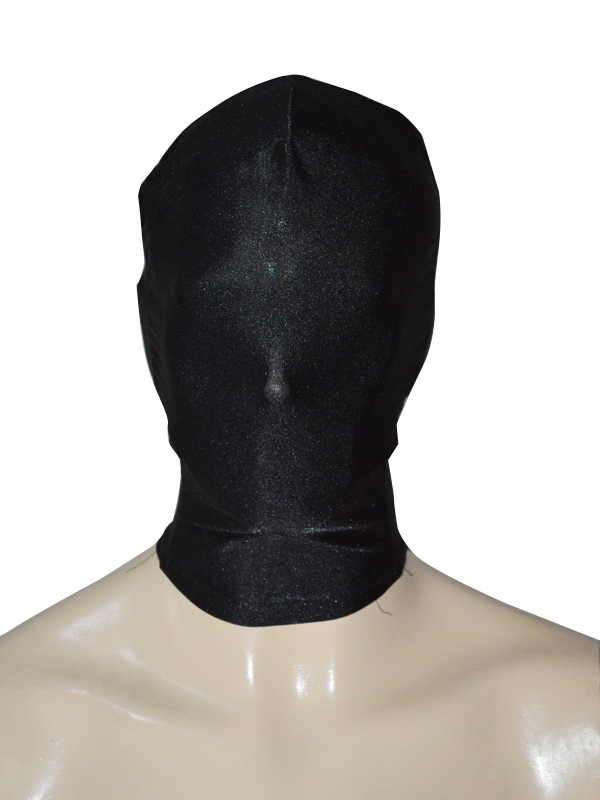 Black Unicolor Spandex Zentai Hood